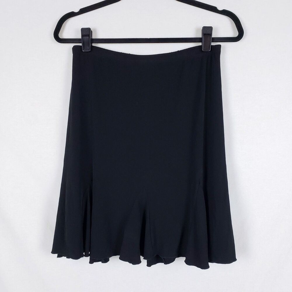 Briggs New York Flowy Skirt Womens M Petite Trumpet Pull-On Above Knee Black